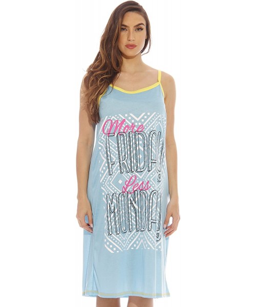Nightgowns & Sleepshirts Polyester Spaghetti Strap Nightgown with Cute Graphics - More Friday Less Monday - CS12GTWEFQ9