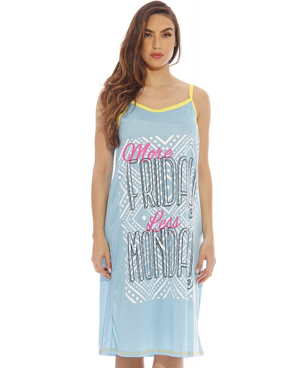 Nightgowns & Sleepshirts Polyester Spaghetti Strap Nightgown with Cute Graphics - More Friday Less Monday - CS12GTWEFQ9
