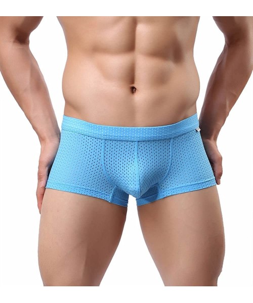 Boxer Briefs Comfortable Men's Fashion Sports Shorts Mesh Boxer Briefs 1015 - Blue/Gray - CM12GRH2TRD