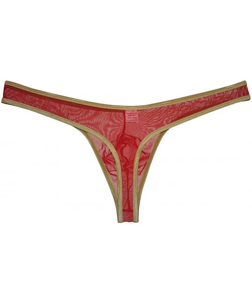 G-Strings & Thongs Men's See-Through Mesh Bulge Thong Underwear Sheer String T-Back Sexy See-Through Lingerie - Red - CG197LY...