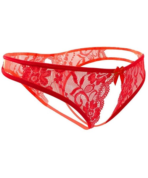 Panties Womens Sexy G-String Meryl Thongs Panty Underwear Low Rise T-Back Underpant - 5 Red - C5196GXA9WT
