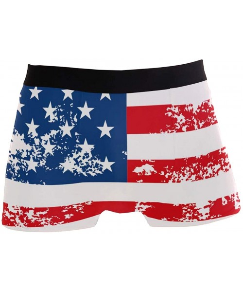 Boxer Briefs Mens No Ride-up Underwear USA Flag Boxer Briefs - Vintage American Flag - C118Y500OED