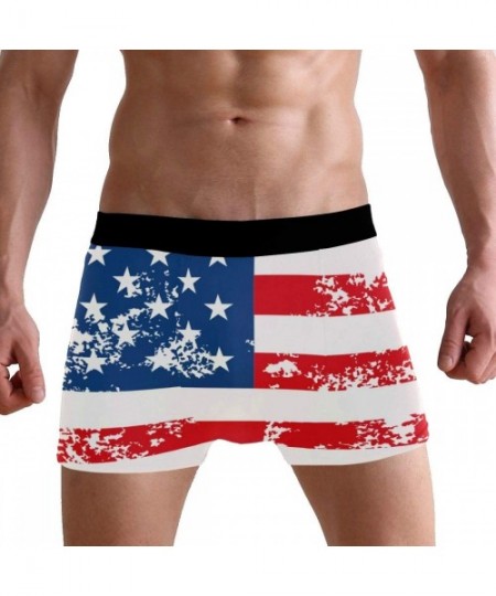 Boxer Briefs Mens No Ride-up Underwear USA Flag Boxer Briefs - Vintage American Flag - C118Y500OED