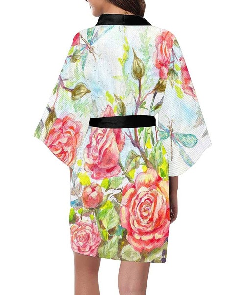 Robes Custom School Florals Women Kimono Robes Beach Cover Up for Parties Wedding (XS-2XL) - Multi 2 - CS194S4ZIDD