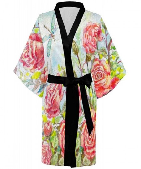 Robes Custom School Florals Women Kimono Robes Beach Cover Up for Parties Wedding (XS-2XL) - Multi 2 - CS194S4ZIDD
