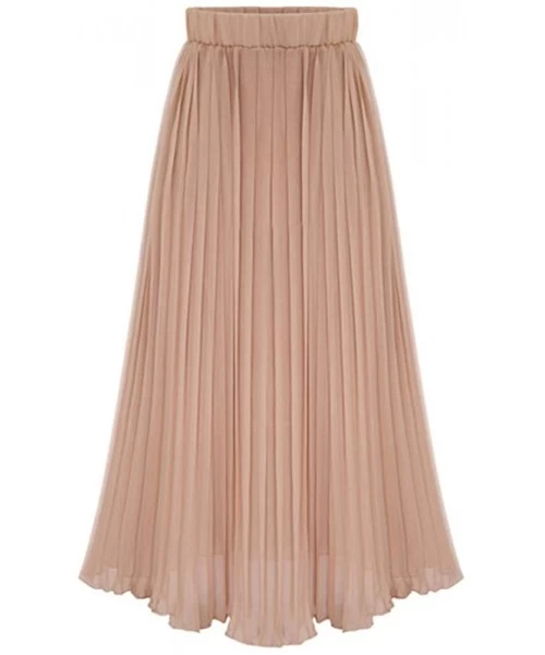 Slips Women's Ankle Length Petticoats Adjustable Waist Half Slips Accordion Dress - Pink - C6198U8KXAC