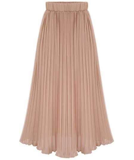 Slips Women's Ankle Length Petticoats Adjustable Waist Half Slips Accordion Dress - Pink - C6198U8KXAC