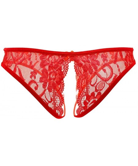 Panties Womens Sexy G-String Meryl Thongs Panty Underwear Low Rise T-Back Underpant - 5 Red - C5196GXA9WT