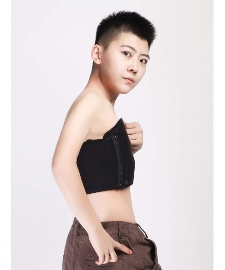 Bustiers & Corsets IceSilk Strapless Chest Binder Underwear for Trans Lesbian Tomboy - Black - C5192OO0DXM