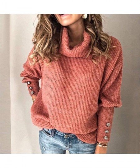 Thermal Underwear Womens Knitted Loose Sweater Color Matching Shirts Casual Blouse Pullover - A-red - C318T9WYHEL