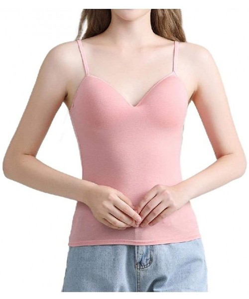 Camisoles & Tanks Women's Sling Wirefree Bralette Modal Cozy Knit Camisole Tank Top - Pink - CP19D3NK42U
