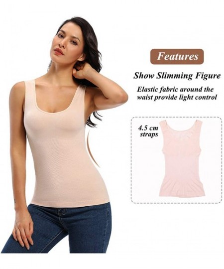 Shapewear Shapewear Tank Top with Built in Bra Slimming Cami Shaper Compression Top for Women Tummy Control Camisole - Beige-...