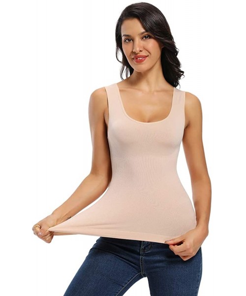 Shapewear Shapewear Tank Top with Built in Bra Slimming Cami Shaper Compression Top for Women Tummy Control Camisole - Beige-...