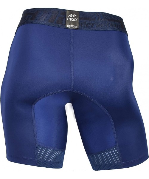 Boxer Briefs Slim Mens Mid Leg Sport Underwear Boxer Briefs - Microfiber Compression Shorts - Dark Blue - C81934GEZHI
