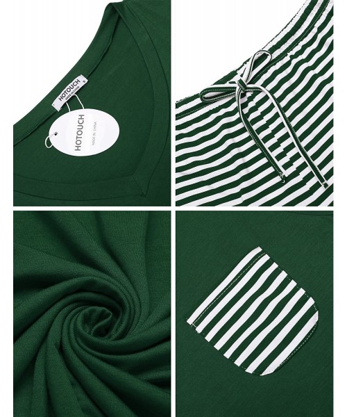 Sets Womens Pajamas Short Sets V-Neck Short Sleeve Shorts Sleepwear Pj Sets - Dark Green - CV18EQN7XUG