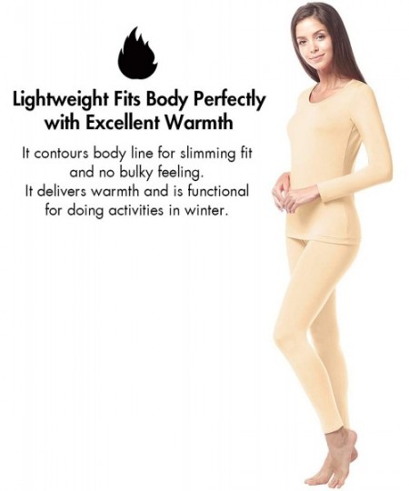 Thermal Underwear Women's Lightweight Thermal Underwear Top Fleece Lined Base Layer Long Sleeve Shirt L15 - Nude - CP18EEG9D7S