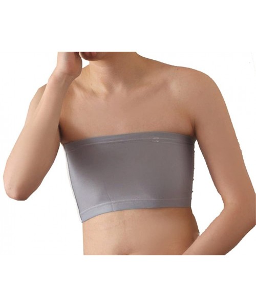 Camisoles & Tanks Super Flat Strapless Les Extra Large Lesbian Chest Binders Tomboy Compression Clasp - Grey - CF12HB0FWLF