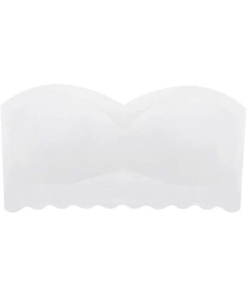 Camisoles & Tanks LaxChic Ice Silk Air Bra-Women Stretch Layer Seamless Strapless Tube Bandeau Top White M - CW1993Y6NSY