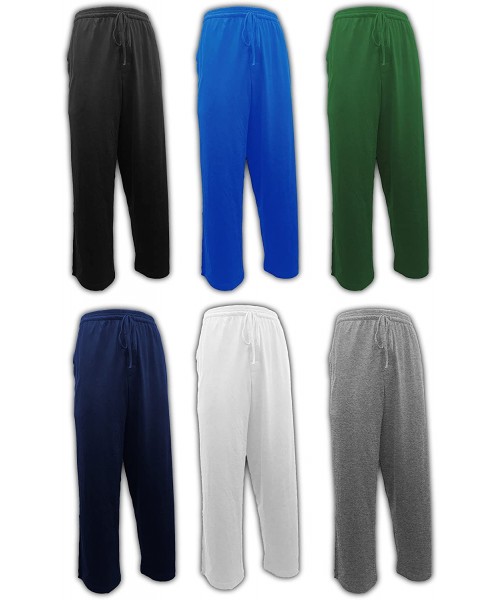 Sleep Bottoms Men's 6 Pack 100% Cotton Jersey Knit Yoga Lounge & Sleep Pajama Pants - 6 Pack - Navy/Black/Royal/Hunter/White/...