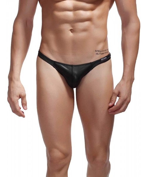 G-Strings & Thongs Mens Thongs Underwear Men's G-String Panties- Low Waist Brief Thong for Men - Black - C718N74TG50