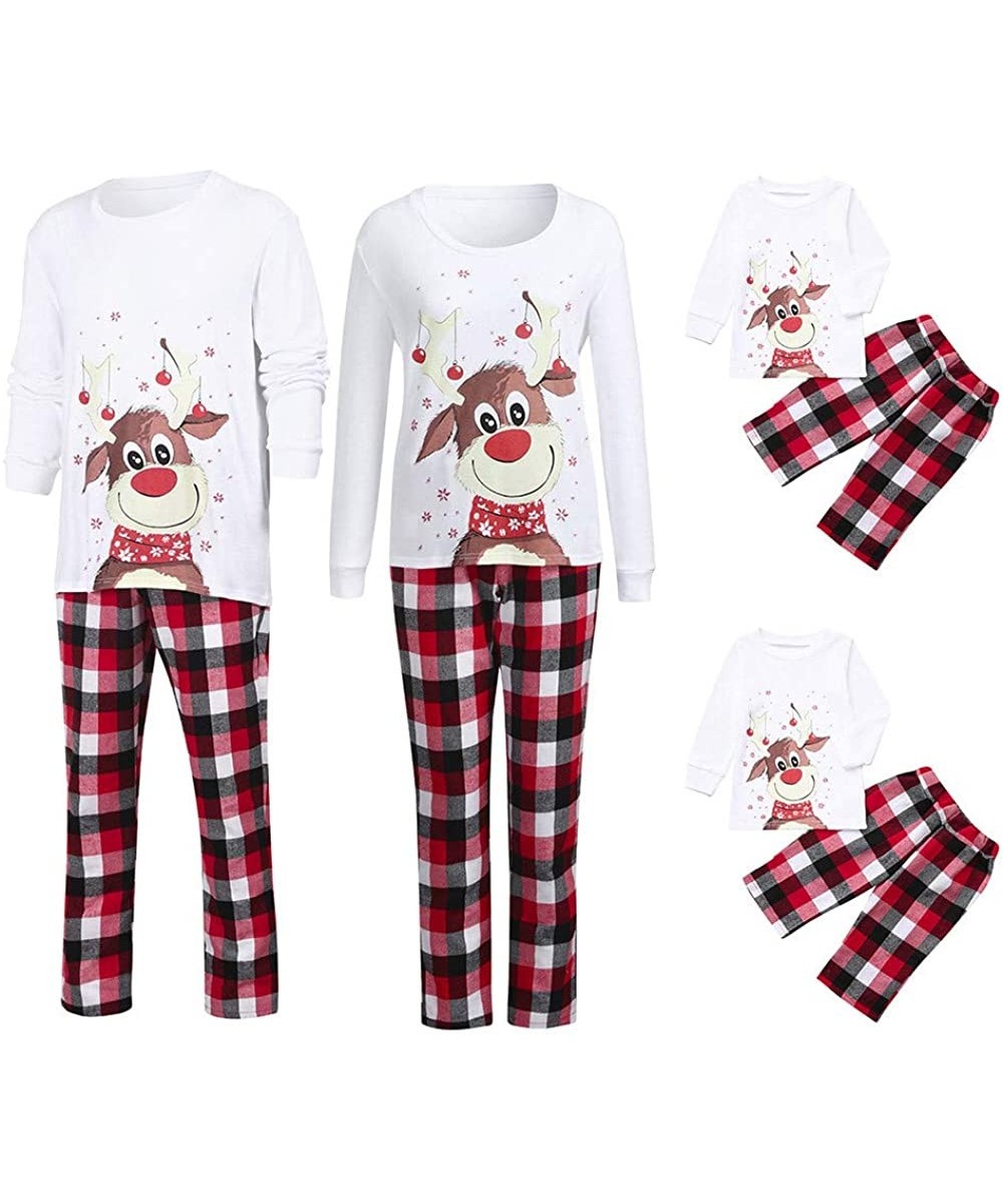 Sleep Sets Family Christmas Pajamas PJ Sets Plaid Deer Elk Tee and Pants Loungewear Sleepwear Home Set Tracksuit - A09-white ...