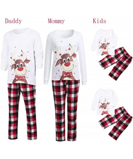 Sleep Sets Family Christmas Pajamas PJ Sets Plaid Deer Elk Tee and Pants Loungewear Sleepwear Home Set Tracksuit - A09-white ...