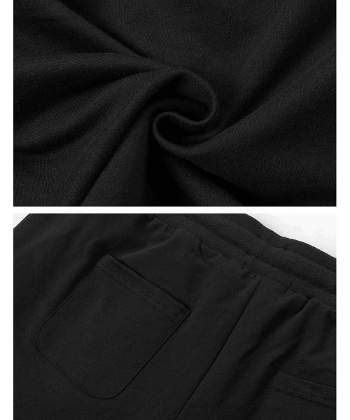 Sleep Bottoms Men's Cotton Shorts Lounge Pajama Shorts Activewear Short with Drawstring - Black - CZ18QZOSR5R