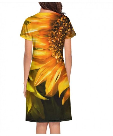 Nightgowns & Sleepshirts Nightgown Dramatic-Sunflower-Wallpaper- Womens Sleepwear Summer Nightwear Soft Vintage Sleep Dress -...
