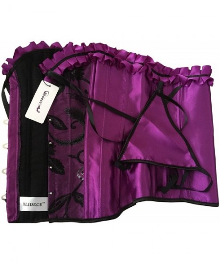 Shapewear Women's Sexy Bow Lace Corset Bustier Bodyshaper Top Bodice S-6XL - Purple 2 - CC11W30WPWD