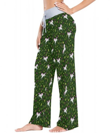 Bottoms Women Pajama Pants Unicorn Drawing Comfy Stretch Drawstring Long Wide Leg Lounge Pants - Multicolor - CJ19CK26UC2