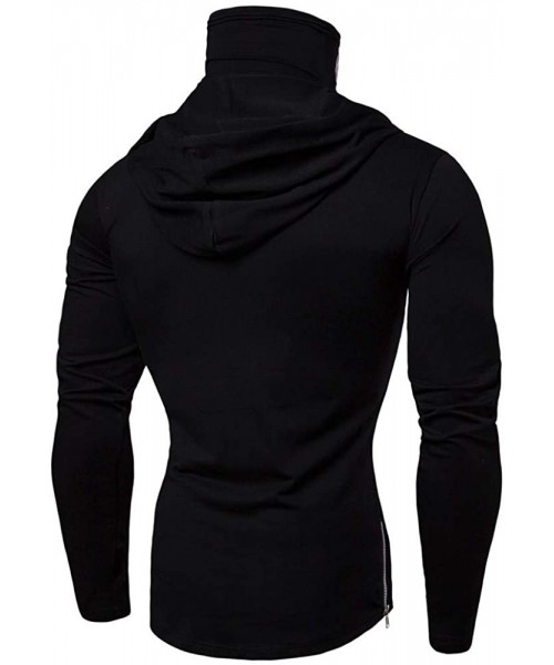 Thermal Underwear Mens Mask Hoodie Skull Print Long Sleeve Sweatshirt Hooded Pullover Tops Coat - B-black - CI1934HT0W0
