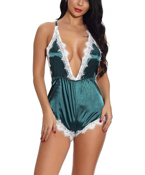 Baby Dolls & Chemises Sexy Lingerie for Women Sleepwear with Lace-Like Suspension and One-Piece Sexy - Armygreen - CM18ZWGRWOS