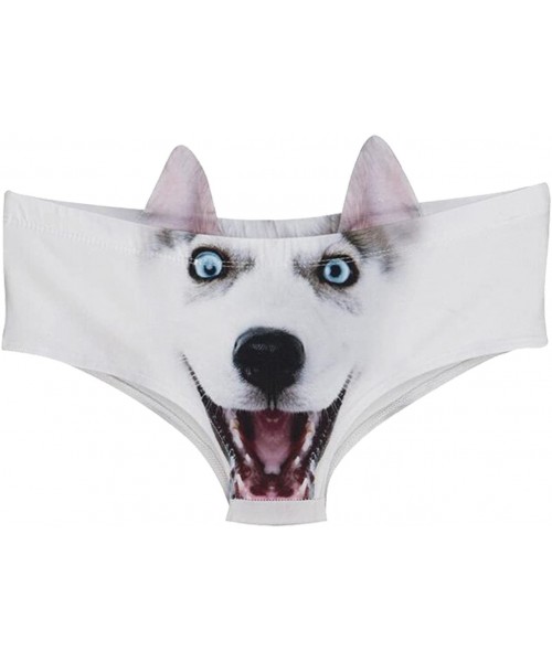 Panties Women's Flirty Sexy Funny Naughty 3D Printed Animal Tail Underwears Briefs Gifts With Cute Ears - Husky0 - CD180H3USIA