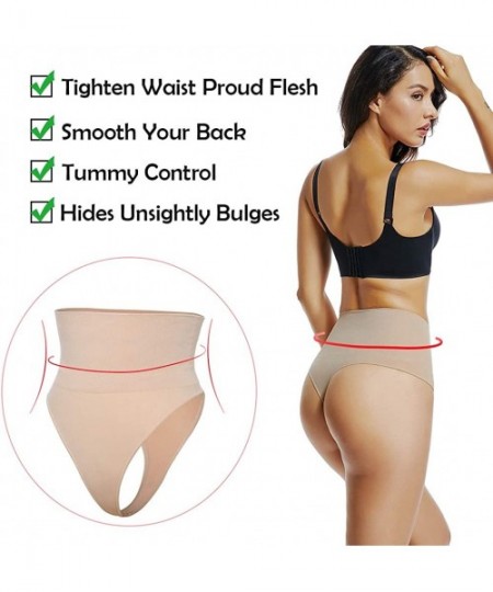 Shapewear High Waist Body Shaper Thong Tummy Control Panties Waist Trainer Shapewear Underwear for Women Thong - Beige-mid Wa...