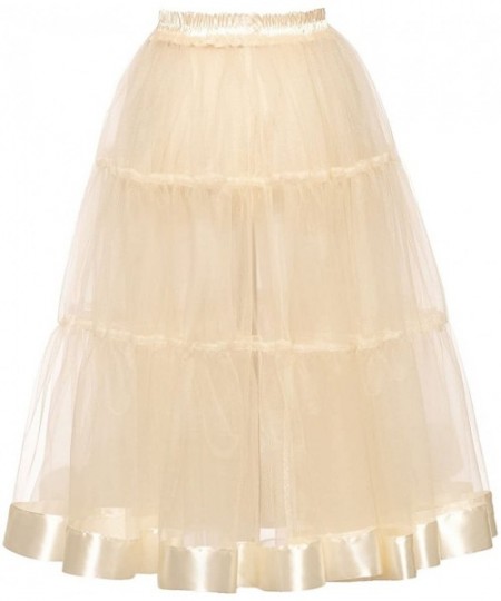 Slips Women's Long Petticoat Slip Tulle Crinoline Underskirt 65cm Tea Length - Royal Blue - CI1805Y7AMG