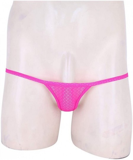 G-Strings & Thongs Men's Stretchy Low Waist T Back G String Thong Underwear Lingerie Bikini Panty - Rose - CT18LKC67LG