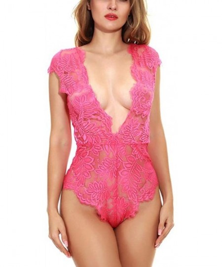 Baby Dolls & Chemises Lingerie for Women for Sex Womens One Piece Lingerie Deep V Lace Bodysuit Mini Babydoll Sexy Underwear ...