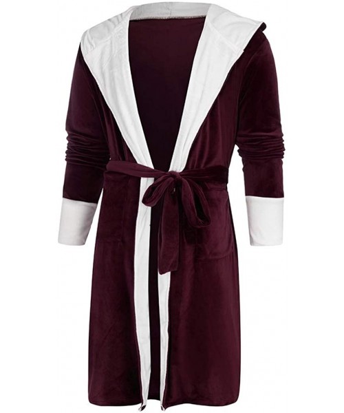Robes Bathrobes Women's Plush Fleece Robe with Hood Soft Warm Hooded Spa Bath Robe - A4 - CZ193Q29IOG