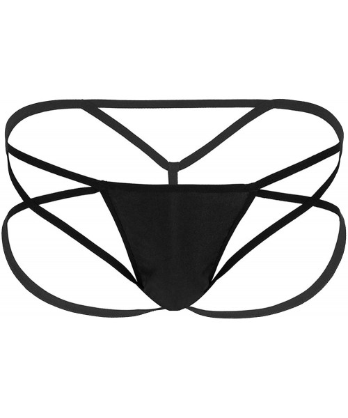 G-Strings & Thongs Men Underwear Low-Rise Spy Open G-String Thongs Bikini Briefs Swimwear Hot Sexy Male Underpants - Black - ...
