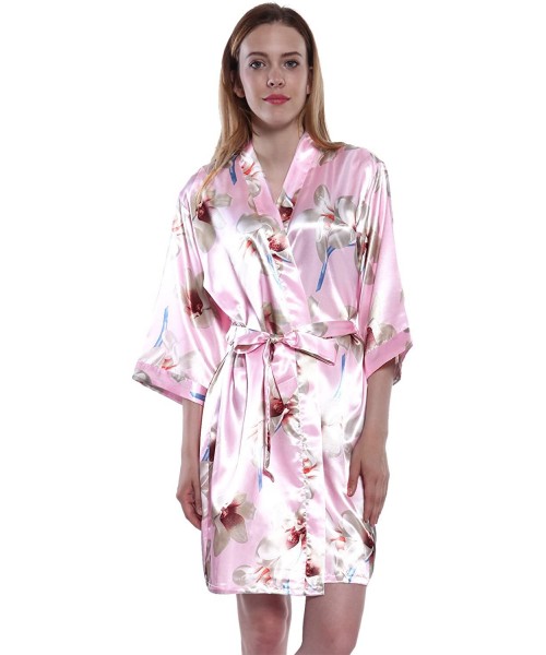 Robes Women's Floral Kimono Robe SR-14 - Baby Pink - CZ17YA4THX8