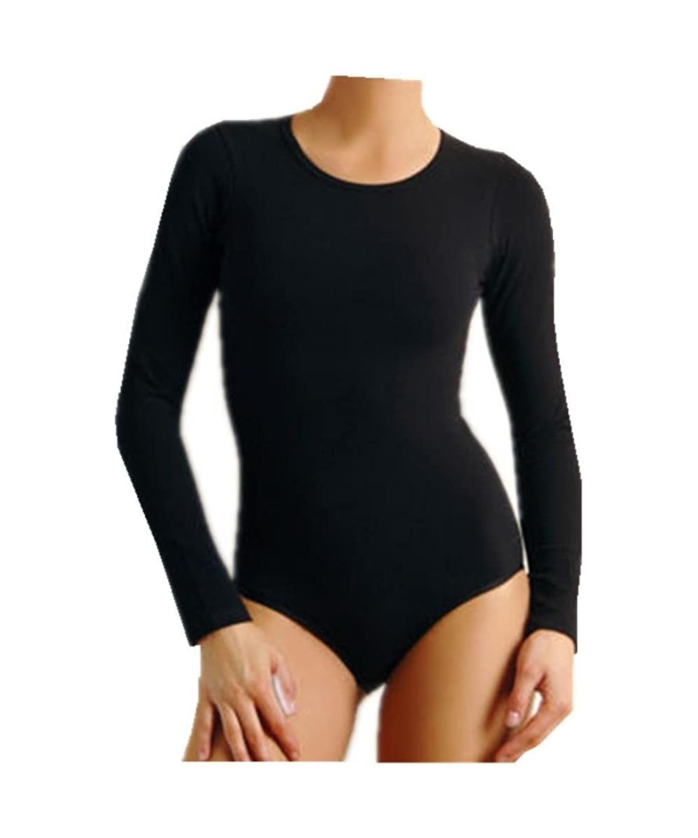Shapewear Women's Small Scoop Neck Stretch Leotard Bodysuit One-Piece Assorted - Black - CY12HF5U51X