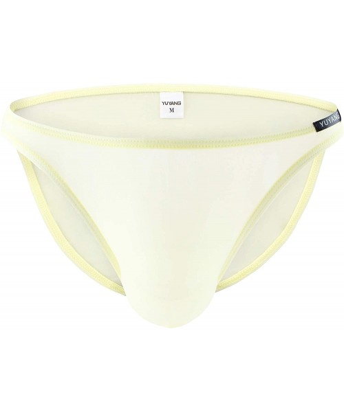 Bikinis Super Soft Ice Silk Swim Briefs Men's Low-Rise Bikini Underwear 9023 - Light Yellow - CV12IRHVKZX