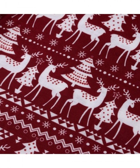 Sets Family Christmas Pajamas Set Matching Family Christmas Elk Pajamas Snowfall PJ's Loungewear - Wine - CA1929M5M42