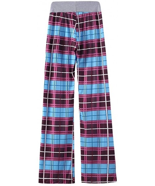 Bottoms Women's Comfy Casual Pajama Pants Floral Print Drawstring Palazzo Lounge Pants Wide Leg - 063 Sky Blue - CZ1947QZXKO