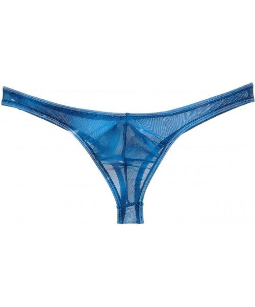 G-Strings & Thongs Men's Starry Thong G-String Bulge Pouch Mini Bikini Briefs Stars Mesh Guys T-Back Underwear - Blue - CY12M...