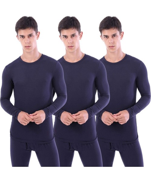 Thermal Underwear Mens Thermal Underwear Long Sleeve Compression Shirt Workout Fleece Lined Undershirts Baselayer - Microfibe...