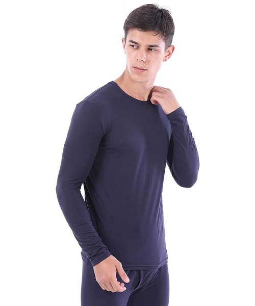 Thermal Underwear Mens Thermal Underwear Long Sleeve Compression Shirt Workout Fleece Lined Undershirts Baselayer - Microfibe...