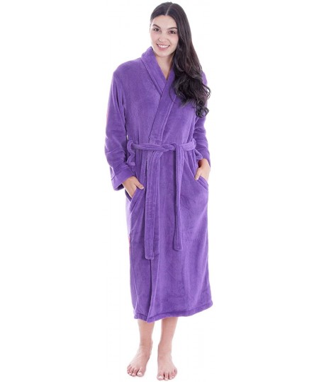 Robes Women's Luxuriously Cozy Plush Bath Robe - Purple - CB18DWUMS9C