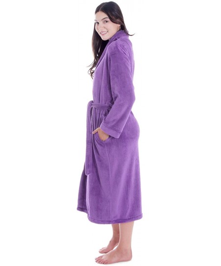 Robes Women's Luxuriously Cozy Plush Bath Robe - Purple - CB18DWUMS9C