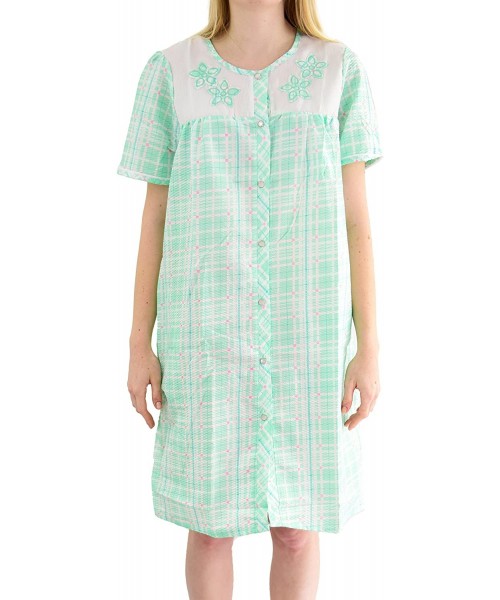 Nightgowns & Sleepshirts Women's 'Daisy' Cotton Blend House Dress - Mint - C418DTYQNWU